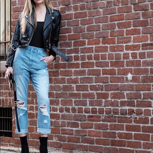 Vervet Denim - VERVET SUPER HIGH RISE DISTRESSED UTILITY JEANS